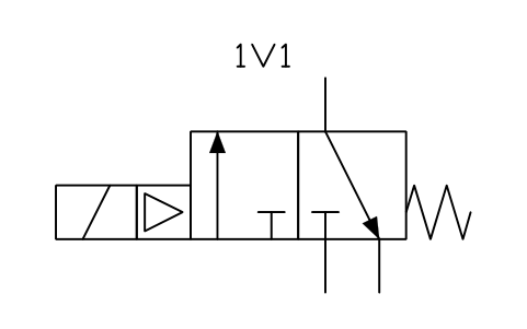 Anteprima del simbolo 3/2 valve, NC, solenoid pilot, blocco FPW_V32_NC_SOLPILOT