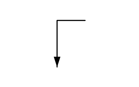 Vorschau des Symbols Leader arrow, left end, Block GDT_LEAD_ARROW_L