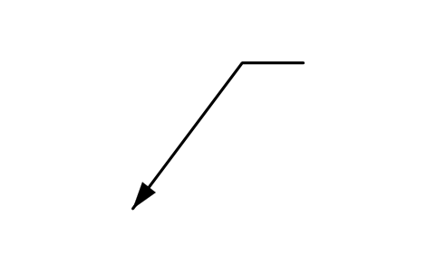 Vorschau des Symbols Leader arrow, slanted left, Block GDT_LEAD_SLANT_L