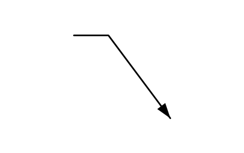 Vorschau des Symbols Leader arrow, slanted right, Block GDT_LEAD_SLANT_R