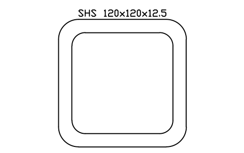 Vorschau des Symbols SHS 120x120x12.5, Block SEC_SHS120X12.5