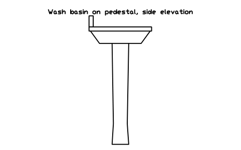 Preview of the Wash basin on pedestal, side elevation symbol, block HOM_BASIN_PEDESTAL_SIDE_ELEV