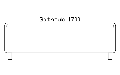 Preview of the Bathtub 1700, front elevation symbol, block HOM_BATH_FRONT_ELEV