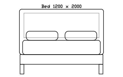 Preview of the Bed 1200 x 2000 mattress, China, front elevation symbol, block HOM_BED_CN_1200X2000_ELEV