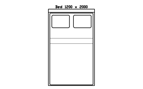 Preview of the Bed 1200 x 2000 mattress, China, plan symbol, block HOM_BED_CN_1200X2000_PLAN