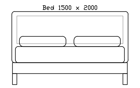 Preview of the Bed 1500 x 2000 mattress, China, front elevation symbol, block HOM_BED_CN_1500X2000_ELEV