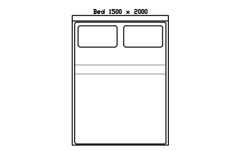 Preview of the Bed 1500 x 2000 mattress, China, plan symbol, block HOM_BED_CN_1500X2000_PLAN