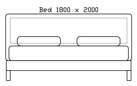 Preview of the Bed 1800 x 2000 mattress, China, front elevation symbol, block HOM_BED_CN_1800X2000_ELEV