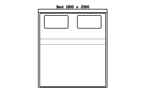 Preview of the Bed 1800 x 2000 mattress, China, plan symbol, block HOM_BED_CN_1800X2000_PLAN