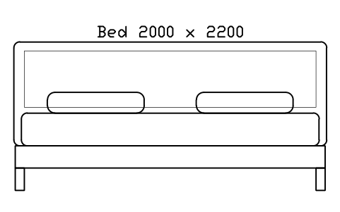 Preview of the Bed 2000 x 2200 mattress, China, front elevation symbol, block HOM_BED_CN_2000X2200_ELEV