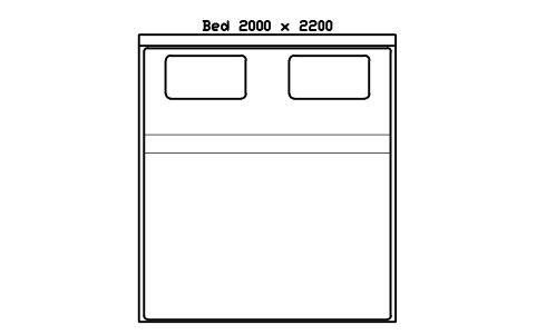 Preview of the Bed 2000 x 2200 mattress, China, plan symbol, block HOM_BED_CN_2000X2200_PLAN