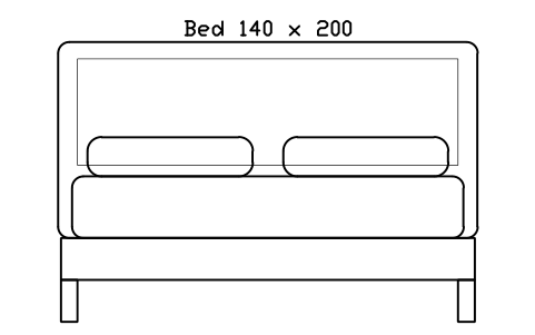 Preview of the Bed 140 x 200 mattress, Europe, front elevation symbol, block HOM_BED_EU_140X200_ELEV