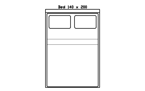 Preview of the Bed 140 x 200 mattress, Europe, plan symbol, block HOM_BED_EU_140X200_PLAN