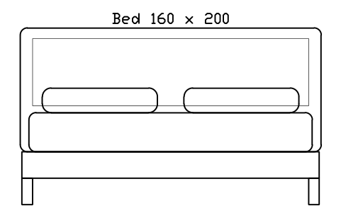 Preview of the Bed 160 x 200 mattress, Europe, front elevation symbol, block HOM_BED_EU_160X200_ELEV
