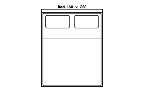Preview of the Bed 160 x 200 mattress, Europe, plan symbol, block HOM_BED_EU_160X200_PLAN