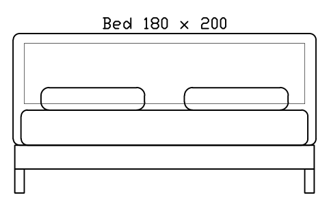 Preview of the Bed 180 x 200 mattress, Europe, front elevation symbol, block HOM_BED_EU_180X200_ELEV