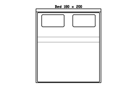 Preview of the Bed 180 x 200 mattress, Europe, plan symbol, block HOM_BED_EU_180X200_PLAN