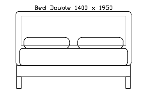 Preview of the Bed Double 1400 x 1950 mattress, Japan, front elevation symbol, block HOM_BED_JP_Double_1400X1950_ELEV