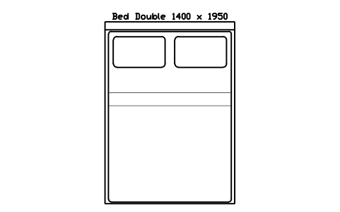 Preview of the Bed Double 1400 x 1950 mattress, Japan, plan symbol, block HOM_BED_JP_Double_1400X1950_PLAN