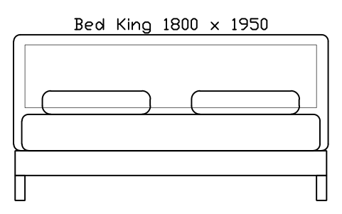 Preview of the Bed King 1800 x 1950 mattress, Japan, front elevation symbol, block HOM_BED_JP_King_1800X1950_ELEV