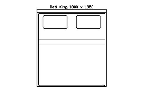 Preview of the Bed King 1800 x 1950 mattress, Japan, plan symbol, block HOM_BED_JP_King_1800X1950_PLAN