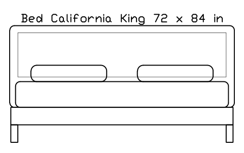Preview of the Bed California King 72 x 84 in mattress, US, front elevation symbol, block HOM_BED_US_California_King_72X84_ELEV