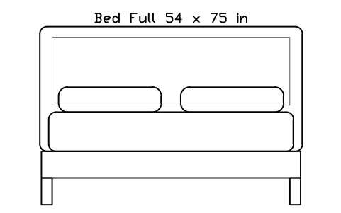 Preview of the Bed Full 54 x 75 in mattress, US, front elevation symbol, block HOM_BED_US_Full_54X75_ELEV