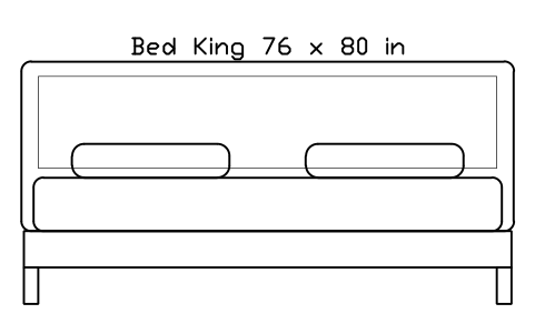 Preview of the Bed King 76 x 80 in mattress, US, front elevation symbol, block HOM_BED_US_King_76X80_ELEV