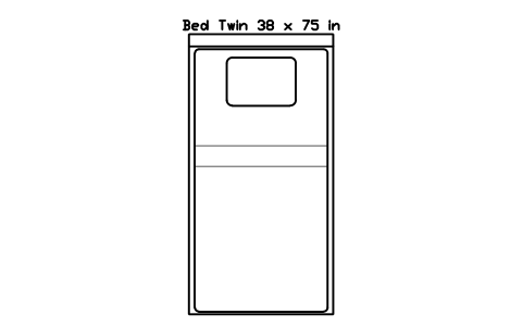 Preview of the Bed Twin 38 x 75 in mattress, US, plan symbol, block HOM_BED_US_Twin_38X75_PLAN