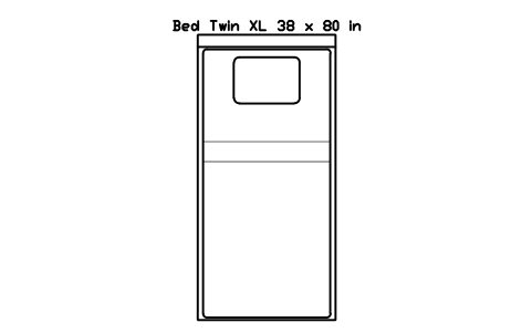 Preview of the Bed Twin XL 38 x 80 in mattress, US, plan symbol, block HOM_BED_US_Twin_XL_38X80_PLAN