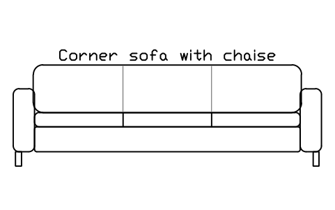 Preview of the Corner sofa with chaise, front elevation symbol, block HOM_CORNERSOFA_ELEV
