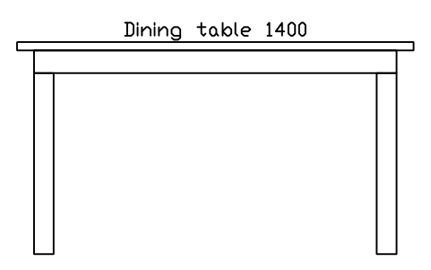 Preview of the Dining table 1400, front elevation symbol, block HOM_DININGTABLE_1400_ELEV