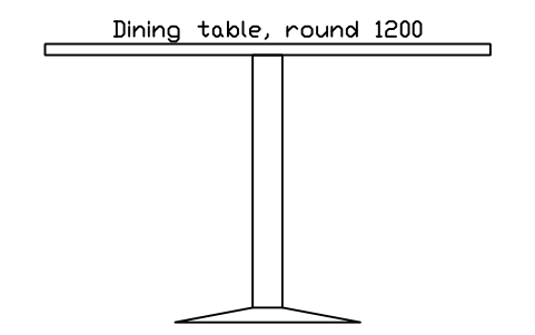 Preview of the Dining table, round 1200, front elevation symbol, block HOM_DININGTABLE_ROUND_1200_ELEV