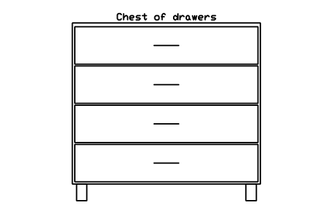 Preview of the Chest of drawers, front elevation symbol, block HOM_DRAWERS_ELEV