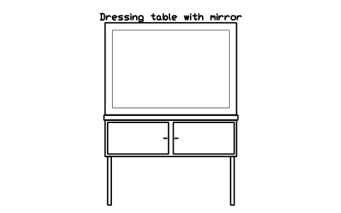 Preview of the Dressing table with mirror, front elevation symbol, block HOM_DRESSINGTABLE_ELEV