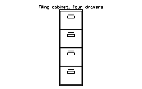 Preview of the Filing cabinet, four drawers, front elevation symbol, block HOM_FILING_4DRAWER_ELEV