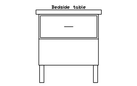 Preview of the Bedside table, front elevation symbol, block HOM_NIGHTSTAND_ELEV