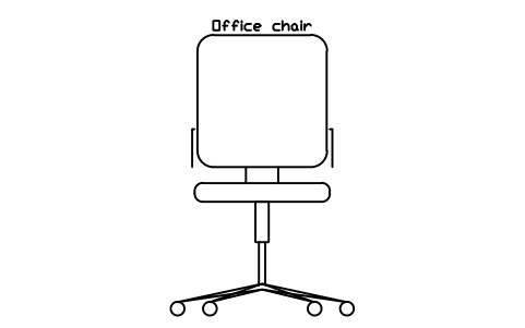 Preview of the Office chair, front elevation symbol, block HOM_OFFICECHAIR_ELEV