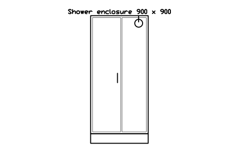 Preview of the Shower enclosure 900 x 900, front elevation symbol, block HOM_SHOWER_FRONT_ELEV