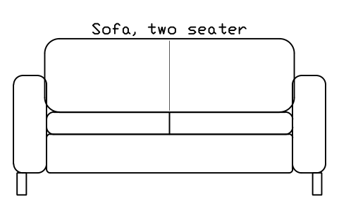 Preview of the Sofa, two seater, front elevation symbol, block HOM_SOFA_2SEAT_ELEV