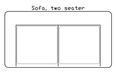 Preview of the Sofa, two seater, plan symbol, block HOM_SOFA_2SEAT_PLAN
