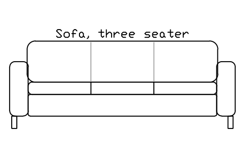 Preview of the Sofa, three seater, front elevation symbol, block HOM_SOFA_3SEAT_ELEV
