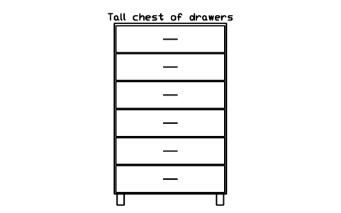 Preview of the Tall chest of drawers, front elevation symbol, block HOM_TALLBOY_ELEV