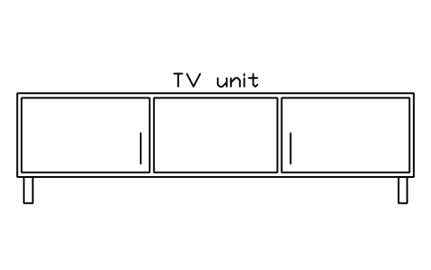 Preview of the TV unit, front elevation symbol, block HOM_TVUNIT_ELEV