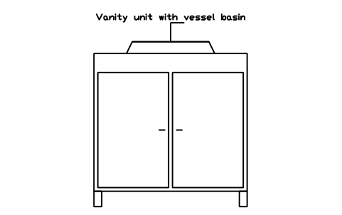 Preview of the Vanity unit with vessel basin, front elevation symbol, block HOM_VANITY_VESSEL_FRONT_ELEV