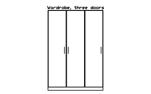 Preview of the Wardrobe, three doors, front elevation symbol, block HOM_WARDROBE_3DOOR_ELEV