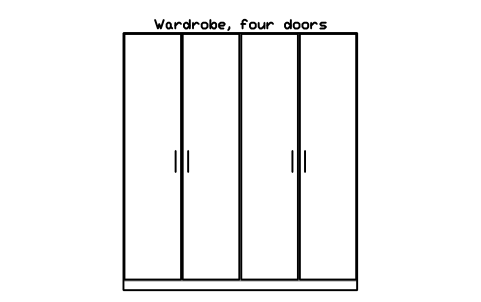Preview of the Wardrobe, four doors, front elevation symbol, block HOM_WARDROBE_4DOOR_ELEV