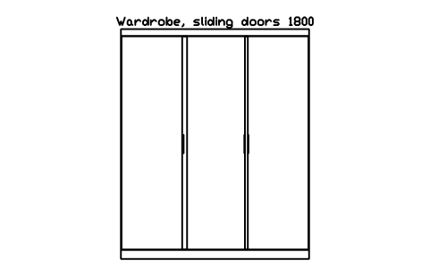 Preview of the Wardrobe, sliding doors 1800, front elevation symbol, block HOM_WARDROBE_SLIDING_1800_ELEV
