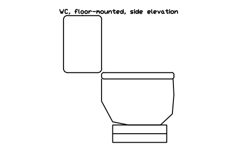 Preview of the WC, floor-mounted, side elevation symbol, block HOM_WC_FLOOR_SIDE_ELEV