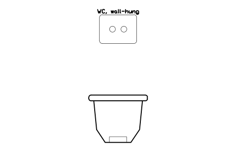 Preview of the WC, wall-hung, front elevation symbol, block HOM_WC_HUNG_FRONT_ELEV
